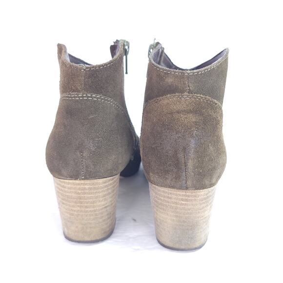 Steve Madden Harrlee Suede Leather Ankle Booties Olive Green Brown Size 8 - Picture 4 of 9